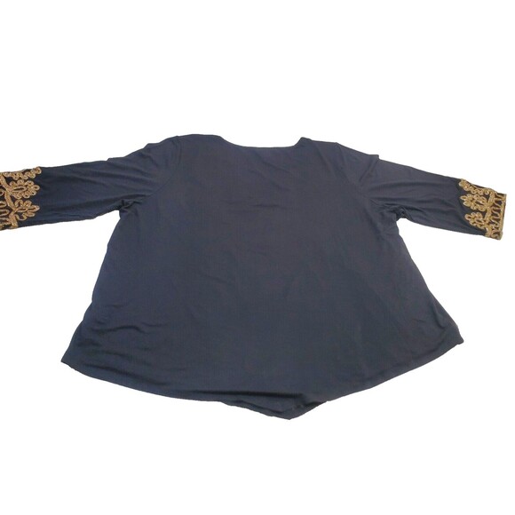 Catherine's Black Gold Embellished Trim Top  Holiday Party Women's Plus Size 2X - Picture 2 of 14